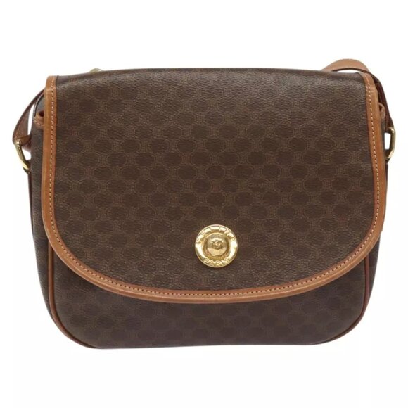 CELINE Macadam Canvas Shoulder Bag PVC Leather Brown Gold Auth 113138 - Picture 3 of 14